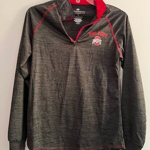 Colosseum Dark Gray and Red Ohio State Pullover
